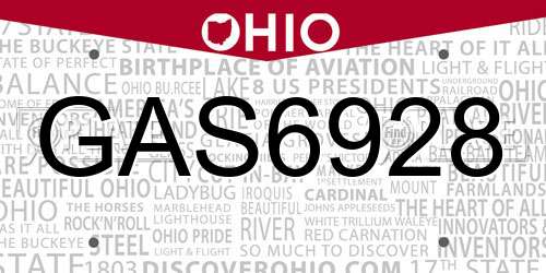 GAS6928 Ohio License Plate