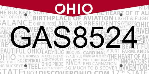GAS8524 Ohio License Plate