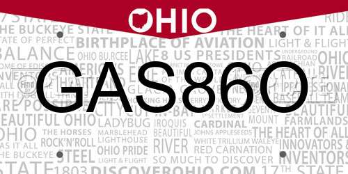 GAS86O Ohio License Plate