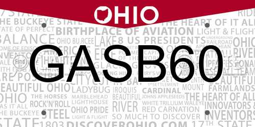 GASB60 Ohio License Plate