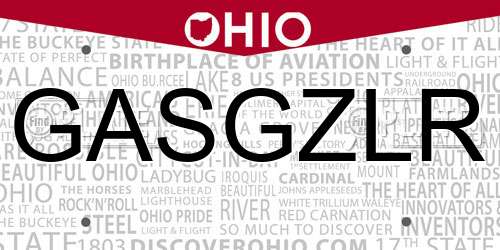 GASGZLR Ohio License Plate