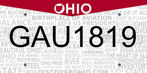 GAU1819 Ohio License Plate