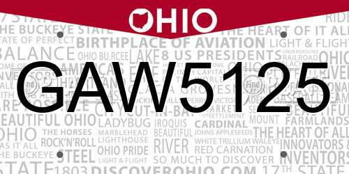 GAW5125 Ohio License Plate