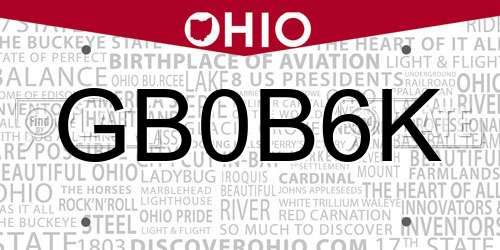 GB0B6K Ohio License Plate