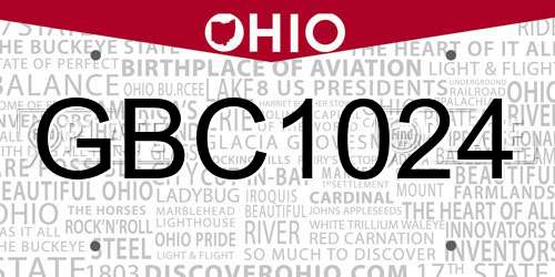 GBC1024 Ohio License Plate