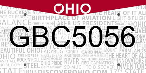 GBC5056 Ohio License Plate
