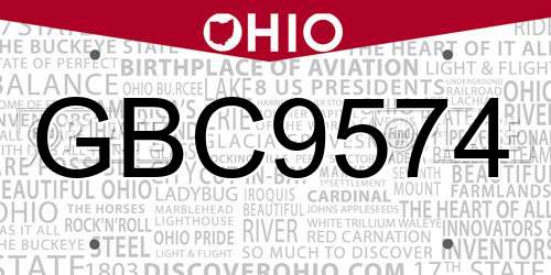 GBC9574 Ohio License Plate