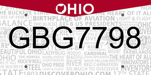 GBG7798 Ohio License Plate