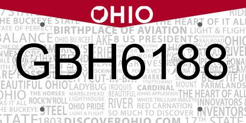 GBH6188 Ohio License Plate