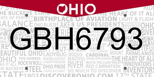 GBH6793 Ohio License Plate