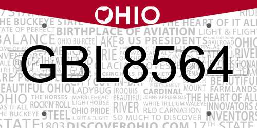 GBL8564 Ohio License Plate