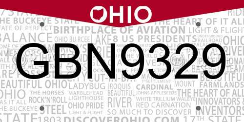 GBN9329 Ohio License Plate