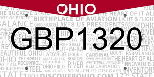 GBP1320 Ohio License Plate