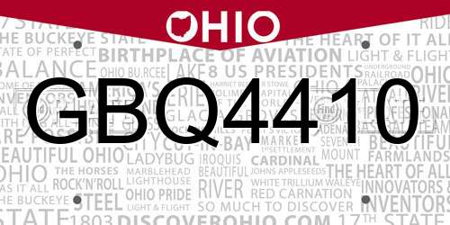 GBQ4410 Ohio License Plate