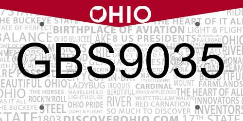 GBS9035 Ohio License Plate
