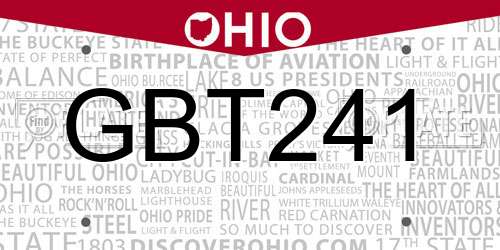 GBT241 Ohio License Plate