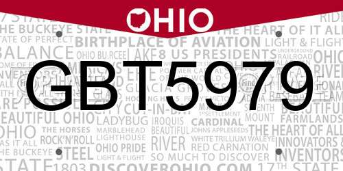 GBT5979 Ohio License Plate