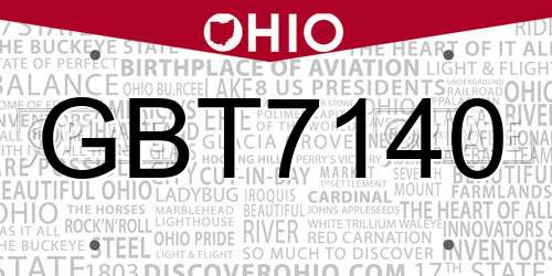 GBT7140 Ohio License Plate