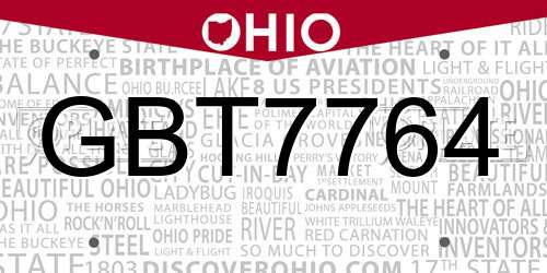 GBT7764 Ohio License Plate