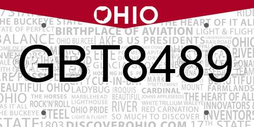 GBT8489 Ohio License Plate