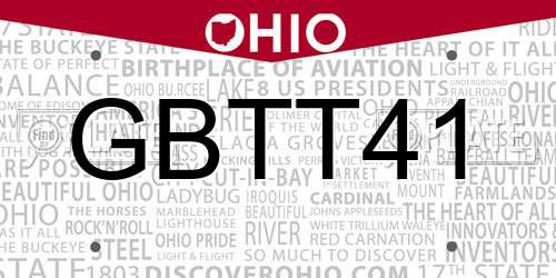 GBTT41 Ohio License Plate