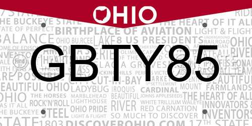 GBTY85 Ohio License Plate