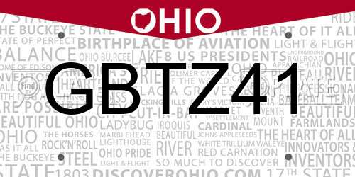 GBTZ41 Ohio License Plate