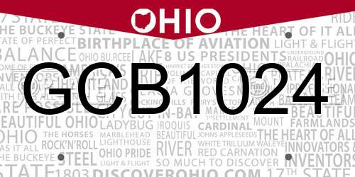 GCB1024 Ohio License Plate