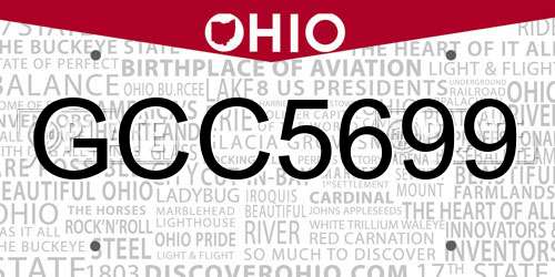 GCC5699 Ohio License Plate
