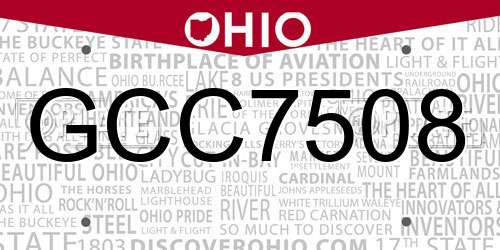 GCC7508 Ohio License Plate