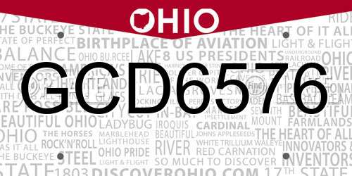 GCD6576 Ohio License Plate