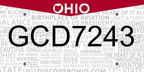 GCD7243 Ohio License Plate