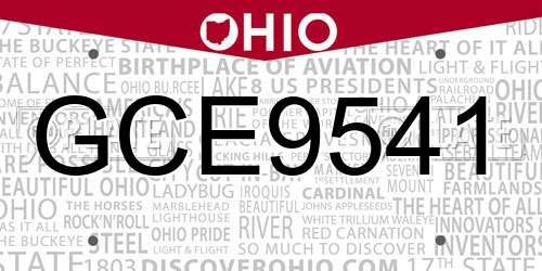 GCE9541 Ohio License Plate