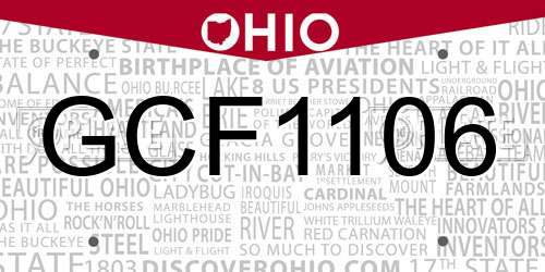 GCF1106 Ohio License Plate