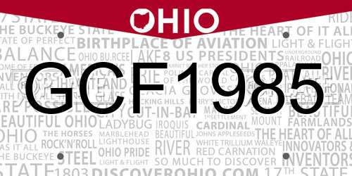 GCF1985 Ohio License Plate