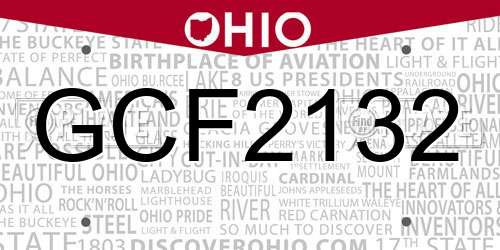 GCF2132 Ohio License Plate