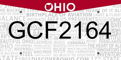 GCF2164 Ohio License Plate
