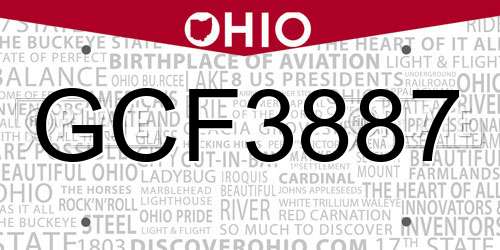 GCF3887 Ohio License Plate