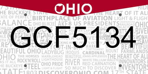 GCF5134 Ohio License Plate