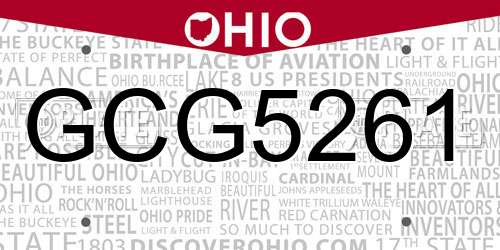 GCG5261 Ohio License Plate