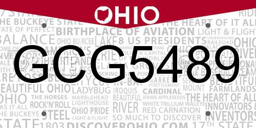 GCG5489 Ohio License Plate