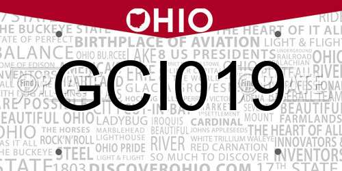 GCI019 Ohio License Plate