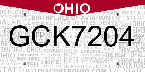GCK7204 Ohio License Plate