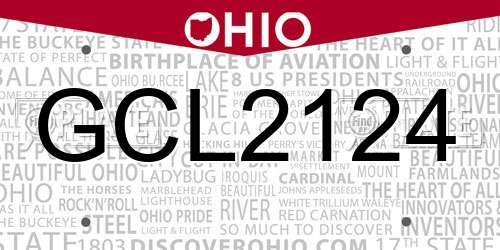 GCL2124 Ohio License Plate
