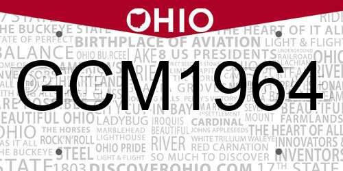 GCM1964 Ohio License Plate