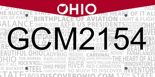GCM2154 Ohio License Plate