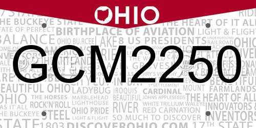 GCM2250 Ohio License Plate