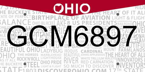 GCM6897 Ohio License Plate