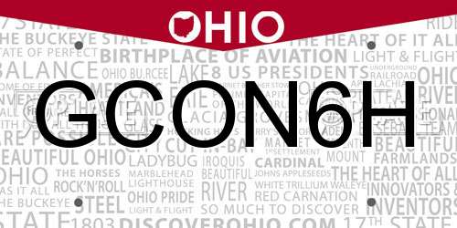 GCON6H Ohio License Plate