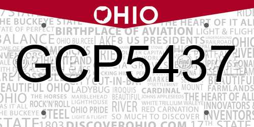 GCP5437 Ohio License Plate